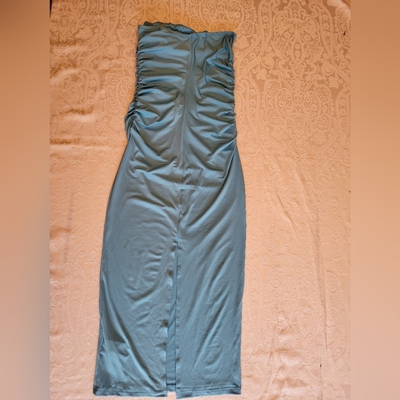 SHEIN Blue Maxi Dress With Ruching and Rosette, Size Small - Picture 9 of 14